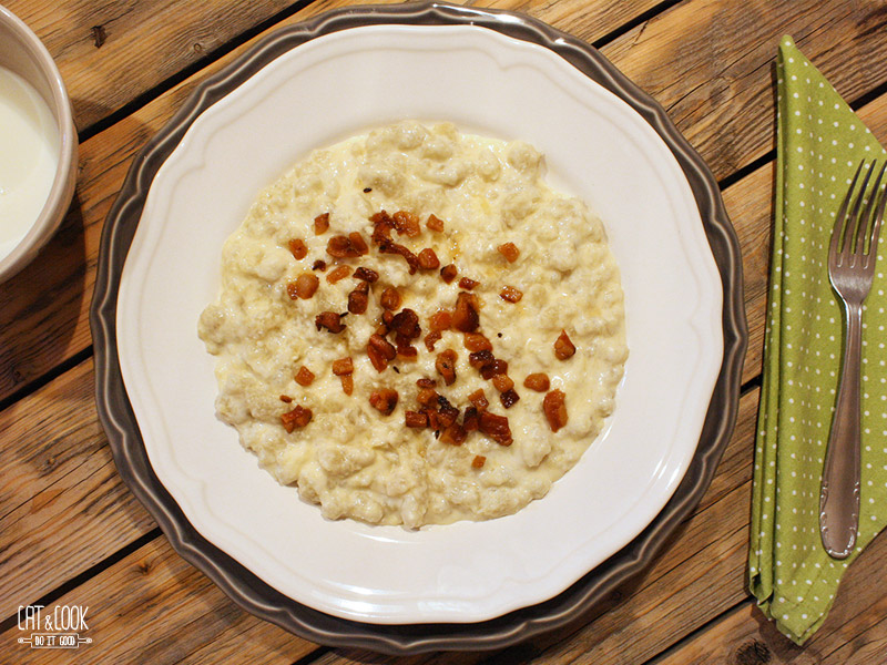 Halušky s brynzou a oravskou slaninou