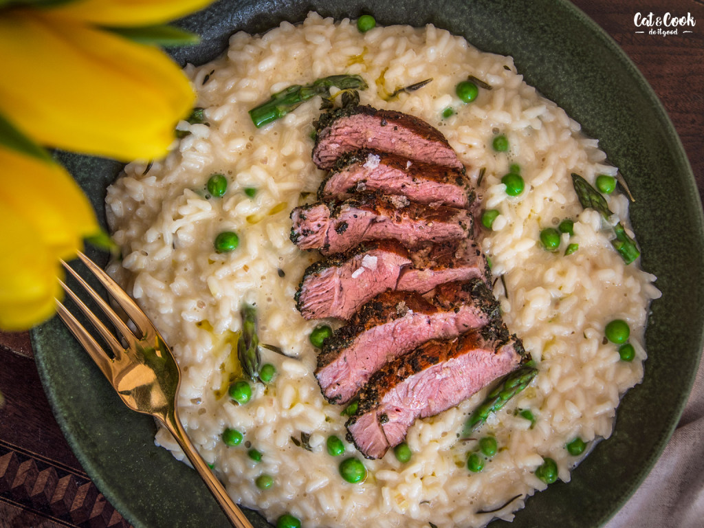 Jarní krémové risotto s jehněčím filírovaným steakem