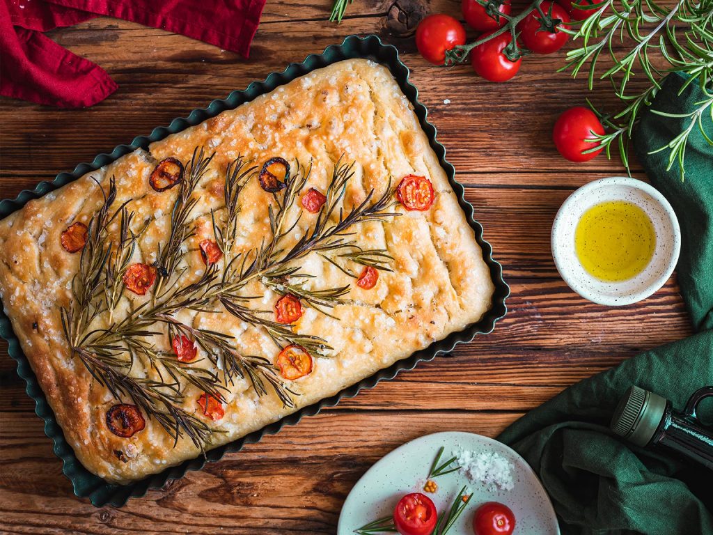 Vánoční focaccia bez hnětení