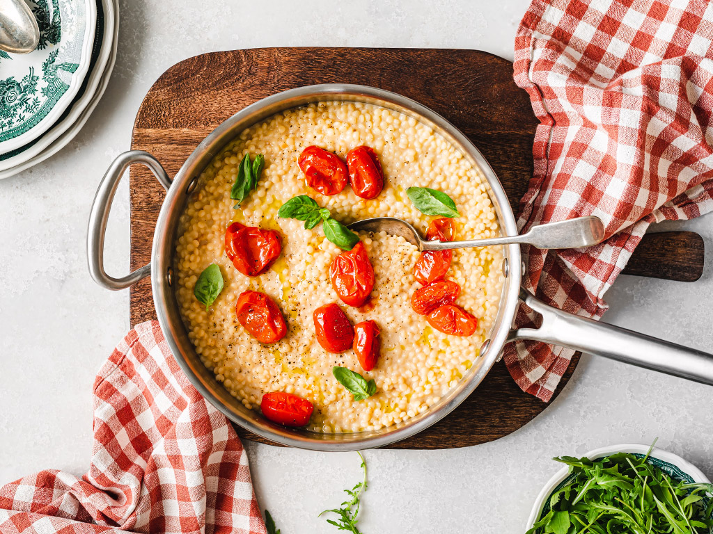 Tarhoňa jako risotto s pečenými rajčaty