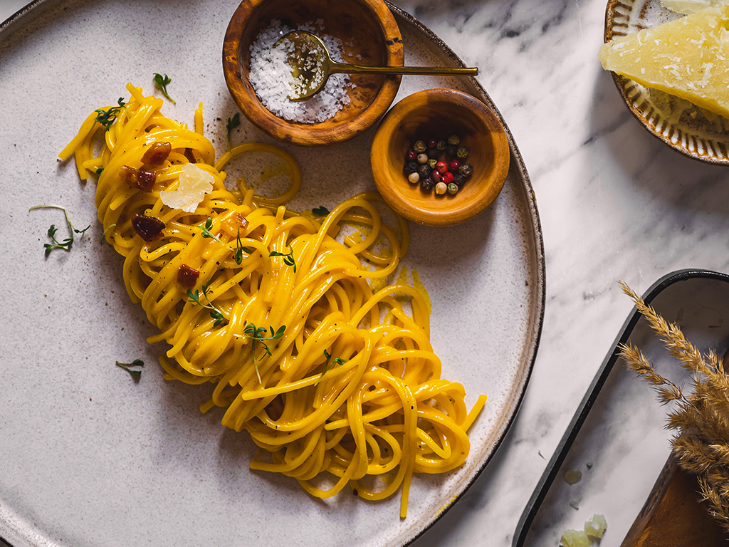 Spaghetti Carbonara ze surovin Cortelazzi