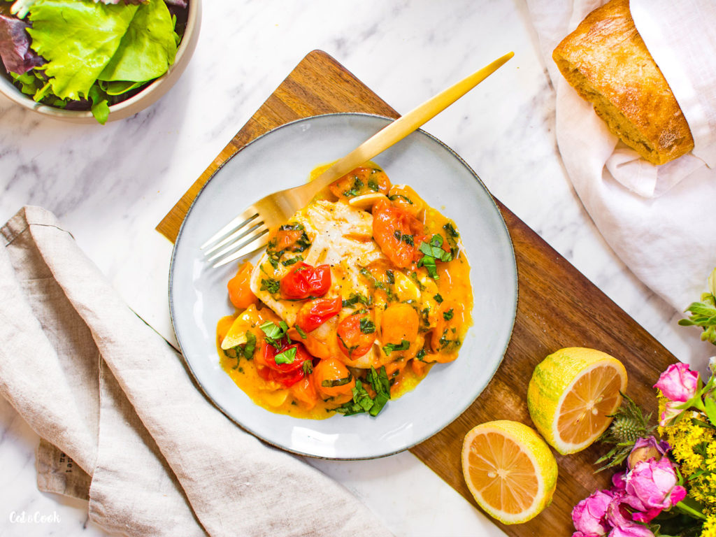 Treska na cherry rajčatech